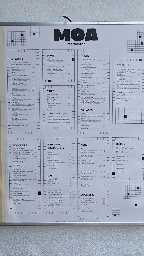 MOA restaurant - Menu Image 1